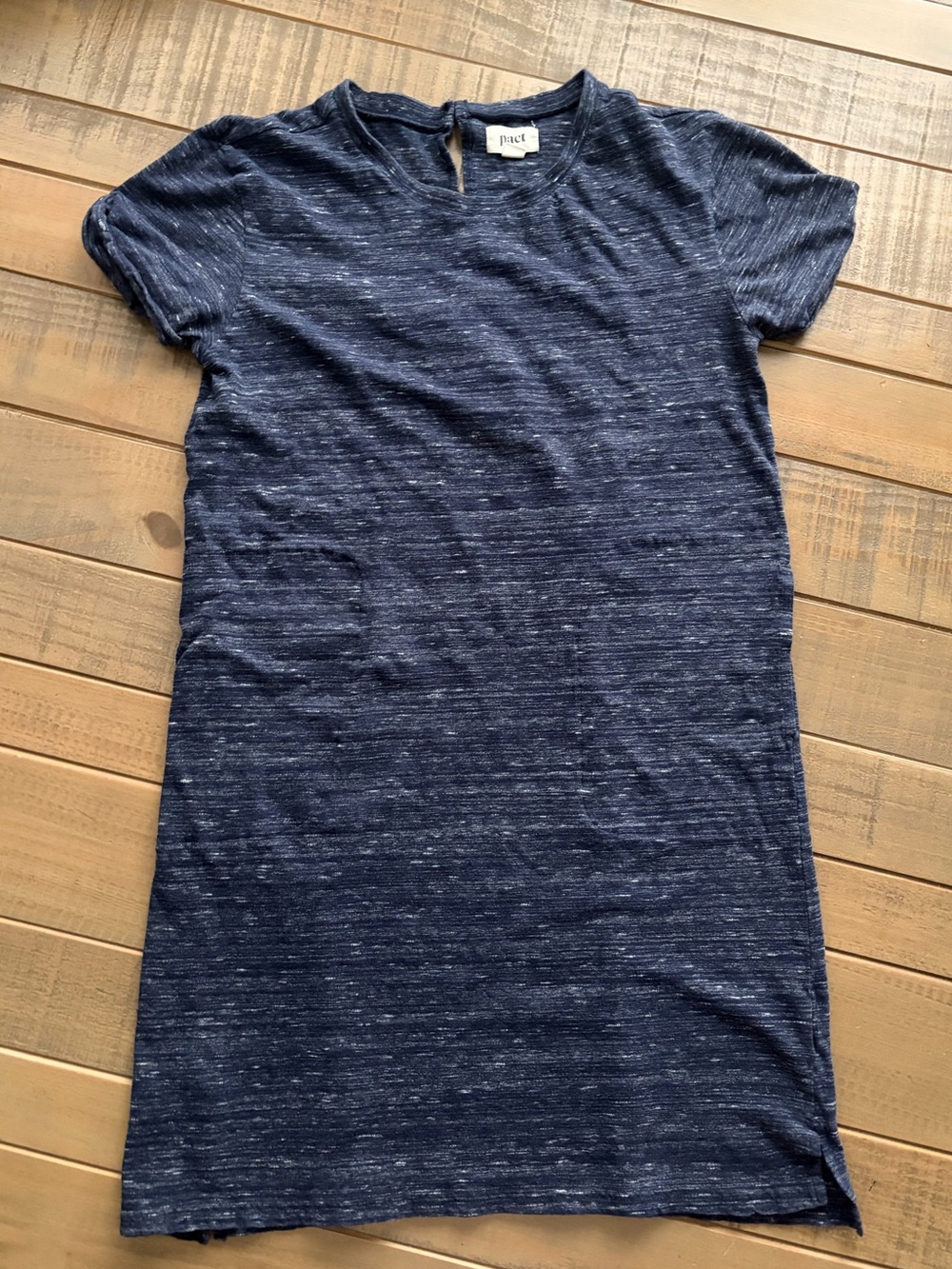 Pact Organic Cotton Short Sleeve T-Shirt Dress - Heathered Navy Blue